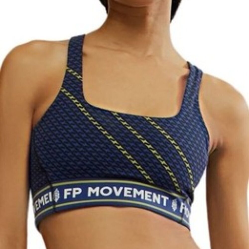NEW Free People FP Movement Sports Bra Blue Yellow Medium Impact Size XL NWT